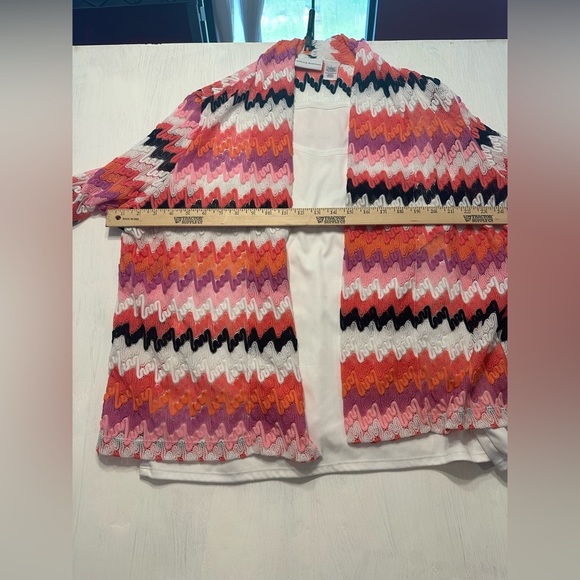 Alfred Dunner Women’s Size L Multicolor Chevron Knit Twinset Top Tank Cardigan - Picture 10 of 10